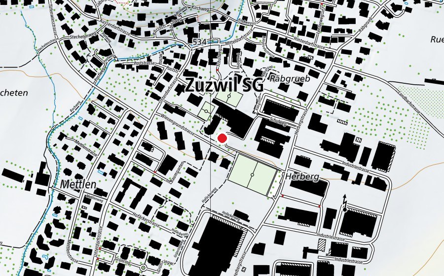 Map showing the location of Primarschule Zuzwil (School)