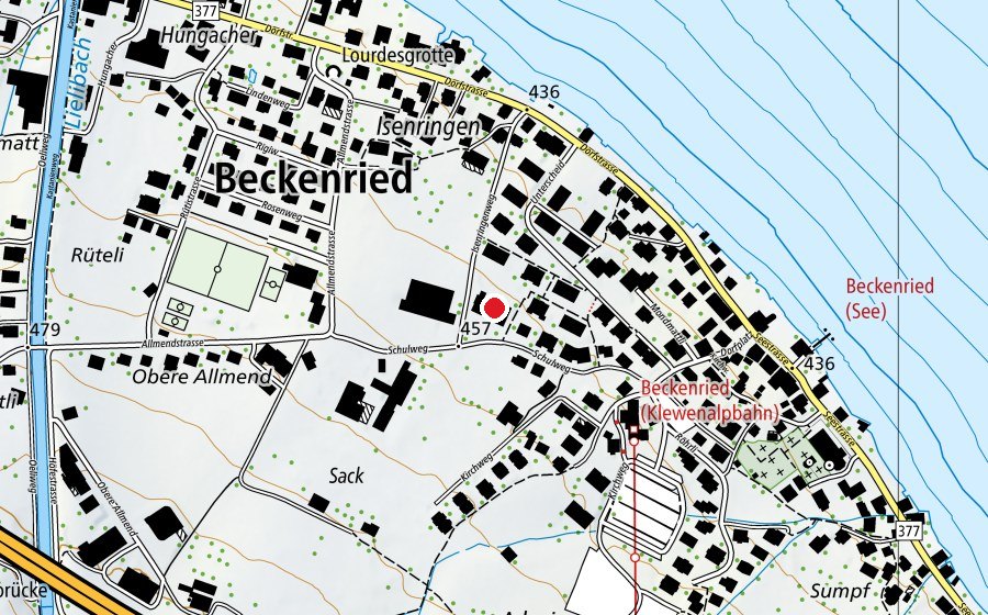 Carte indiquant l’emplacement de Primarschulhaus Beckenried (École)