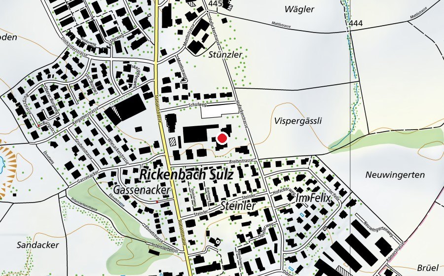 Map showing the location of Primarschulhaus Hofacker (School)