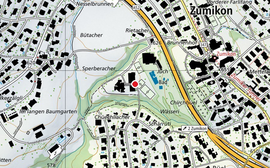 Map showing the location of Primarschulhaus Juch (School)