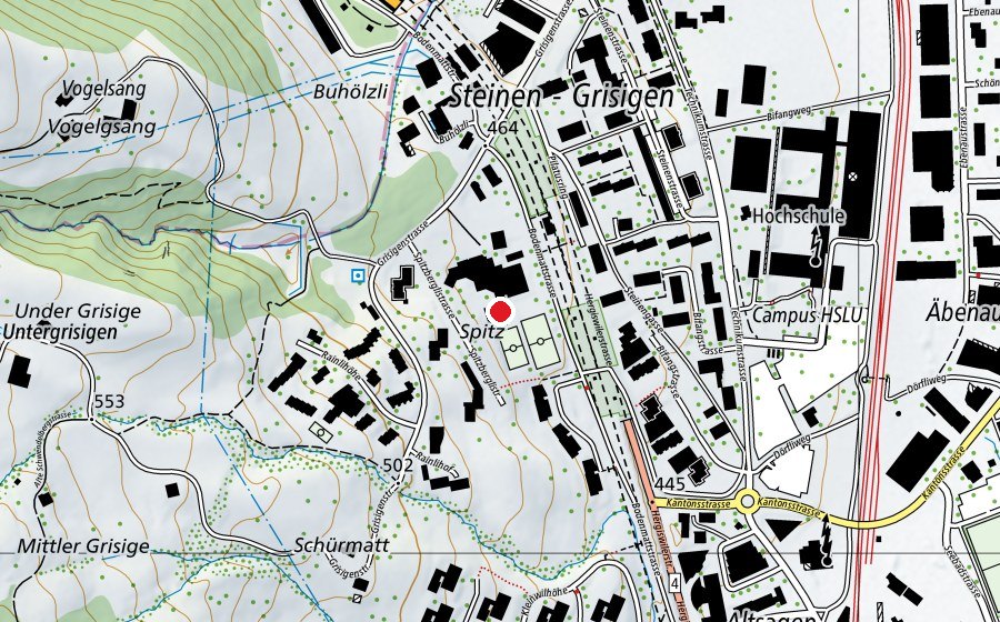 Map showing the location of Primarschulhaus Spitz (School)
