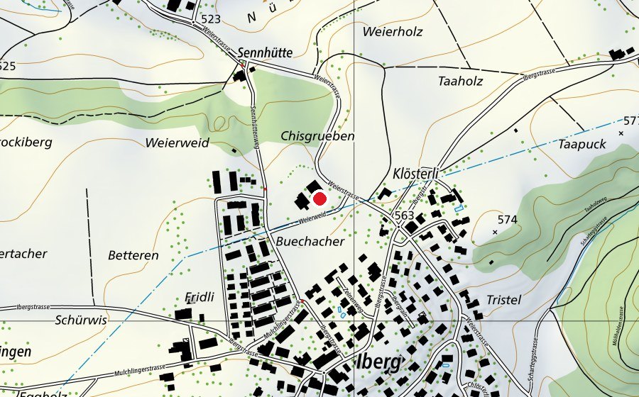 Map showing the location of Primarschulhaus Weierweid (School)