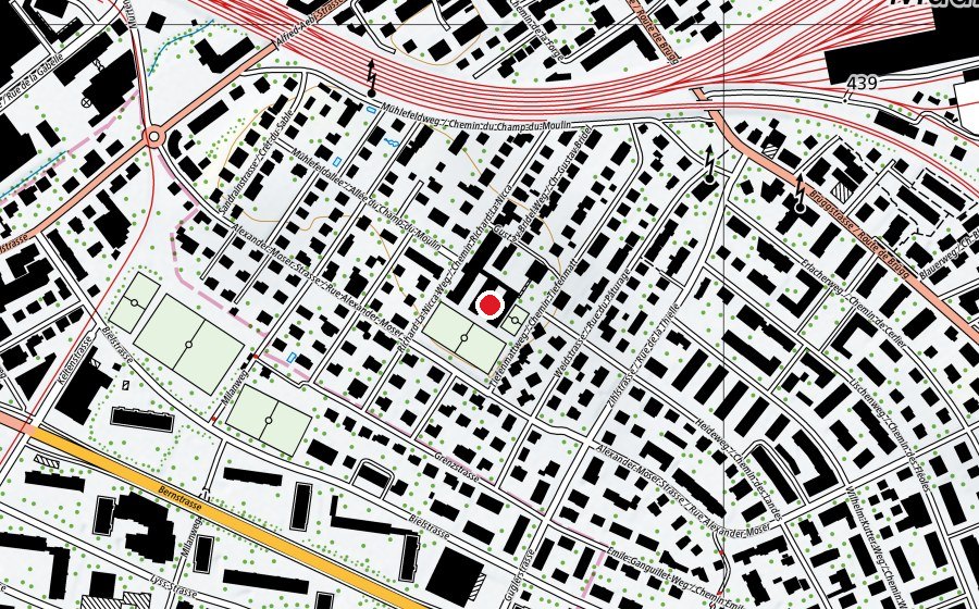 Carte indiquant l’emplacement de Primarstufe Mühlefeld (École)