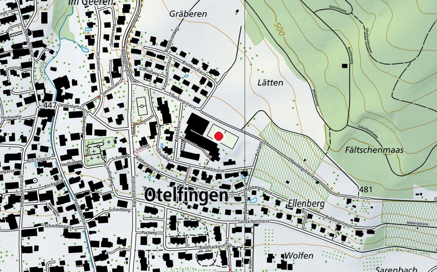 Carte indiquant l’emplacement de Primarstufe Otelfingen (École)