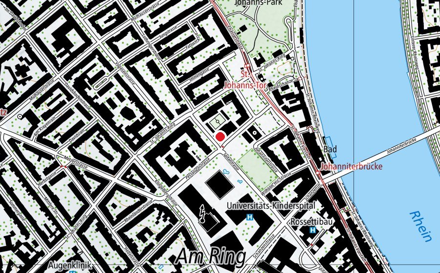 Map showing the location of Primarstufe St. Johann (School)
