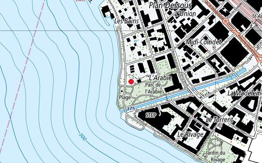 Carte indiquant l’emplacement de Quai Ansermet (École)