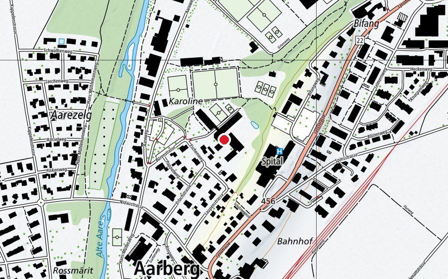Karte mit dem Standort von Real-& Sekundarschule Bürenstrasse (Schule)