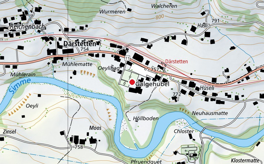 Map showing the location of Realschule Därstetten (School)
