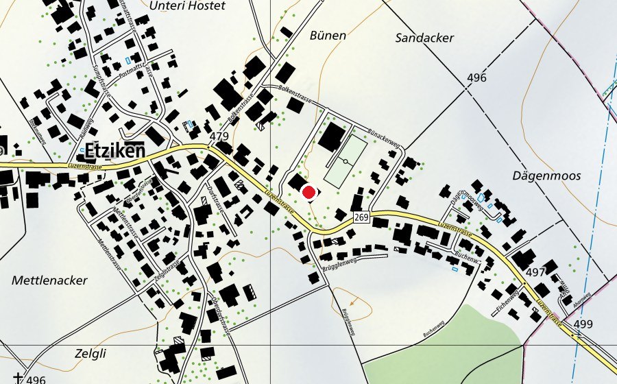 Karte mit dem Standort von Regionalschule Äusseres Wasseramt (Schule)