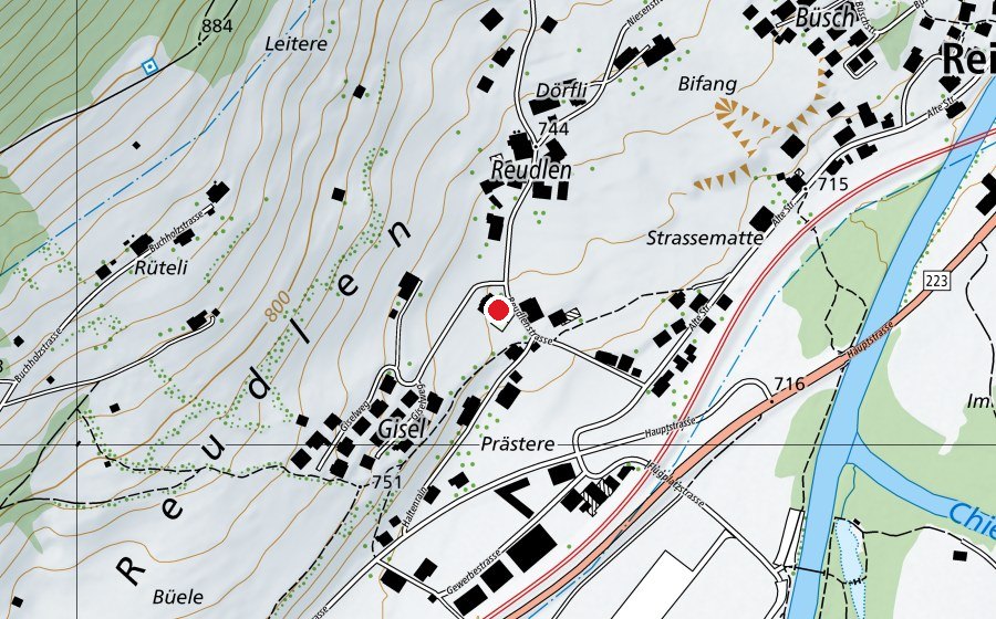 Carte indiquant l’emplacement de Reudlen (École)