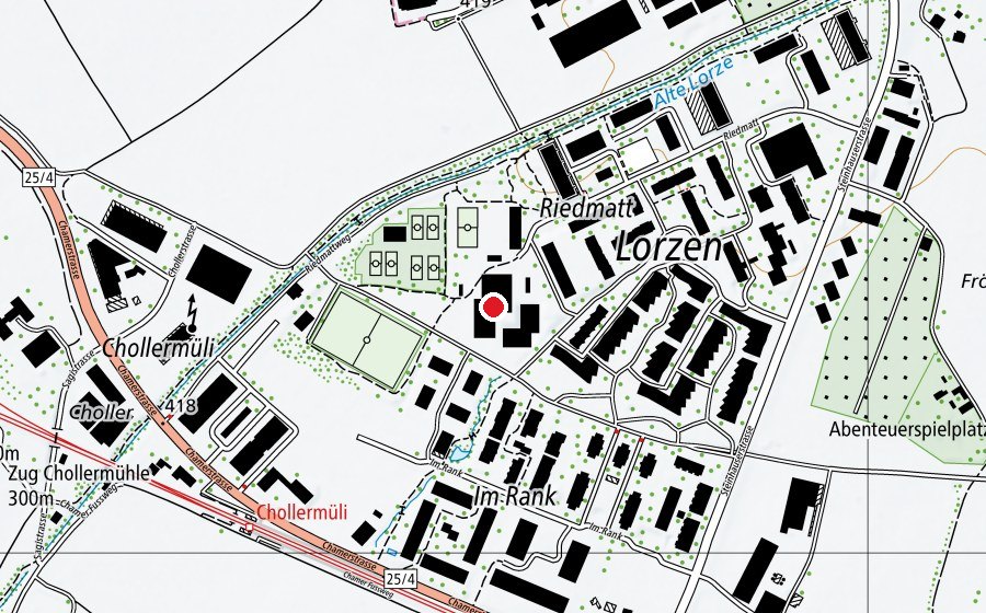 Carte indiquant l’emplacement de Riedmatt Schulhaus A (École)