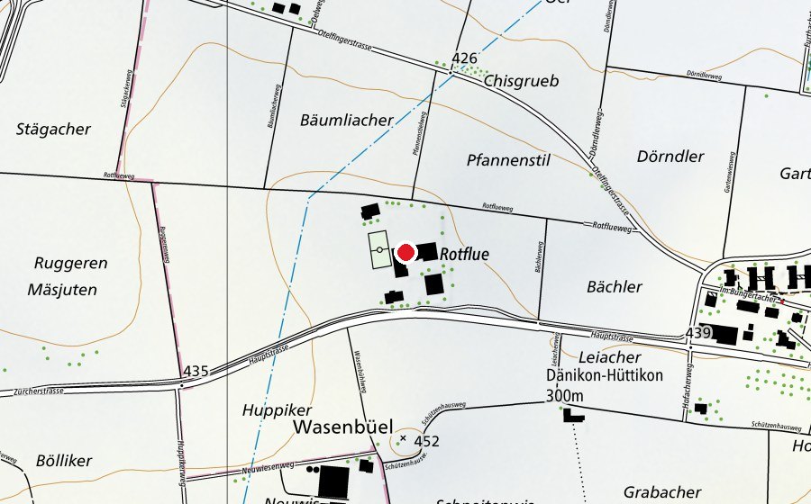 Karte mit dem Standort von Rotflue (Schule)