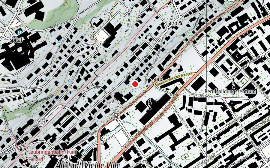 Carte indiquant l’emplacement de Rudolf-Steiner-Schule Biel (École)