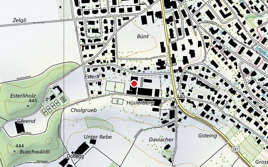 Carte indiquant l’emplacement de Rüsler (École)