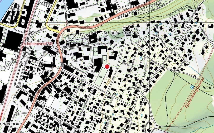Carte indiquant l’emplacement de Sääli Schulhaus (École)