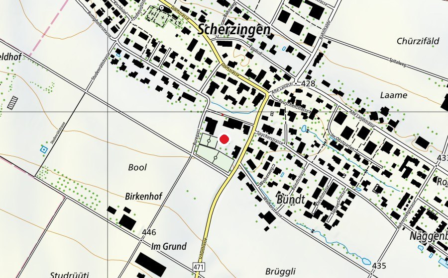 Map showing the location of Scherzingen (School)