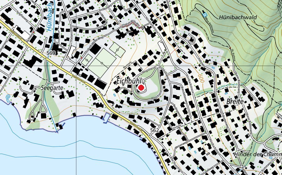 Carte indiquant l’emplacement de Schloss Eichbühl (École)