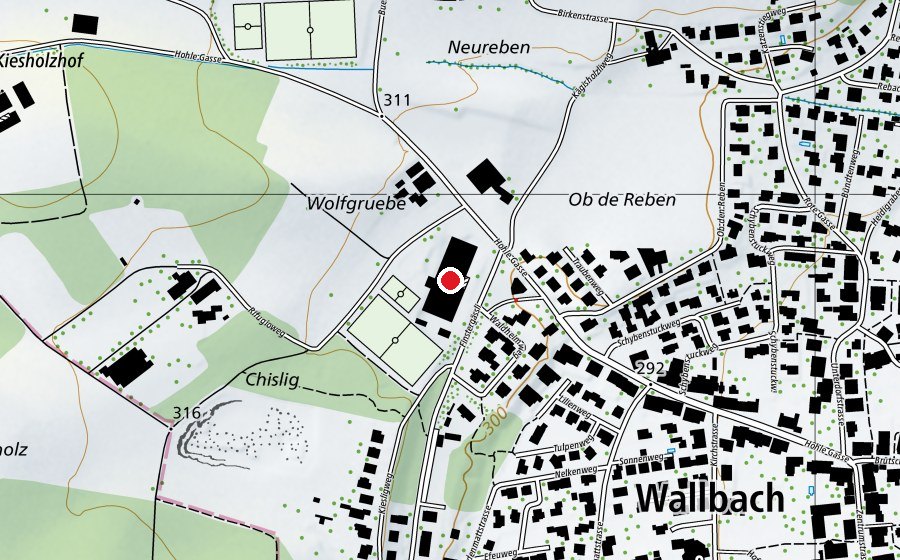 Map showing the location of Schul- und Dorfbibliothek Wallbach (School)