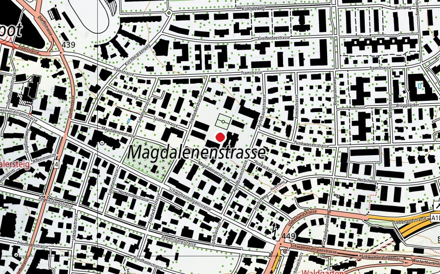 Mappa con la posizione di Schul- und Sportanlage Apfelbaum (Scuola)