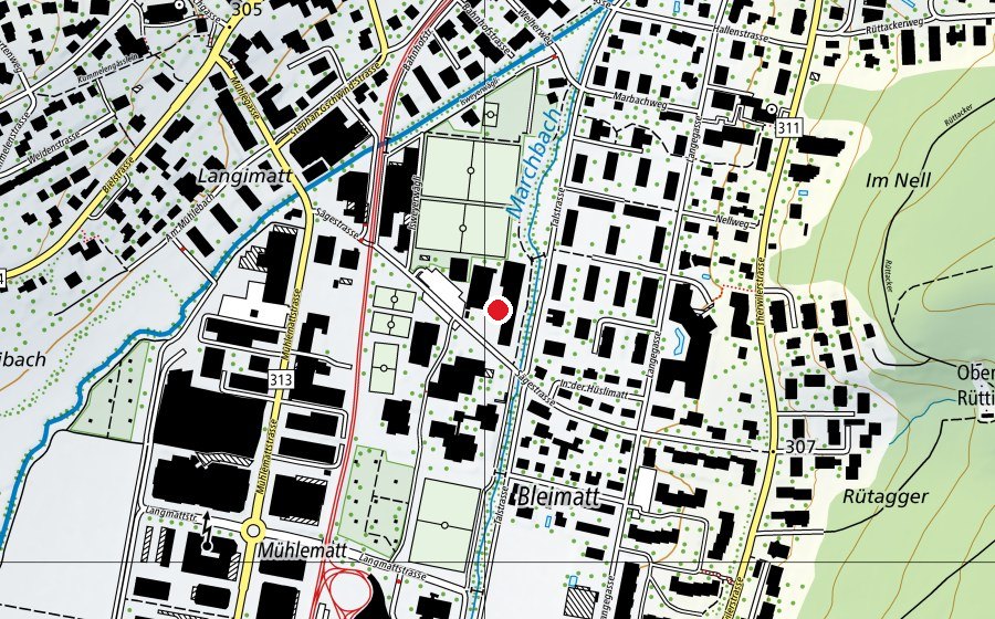Carte indiquant l’emplacement de Schulanlage Am Marbach (École)