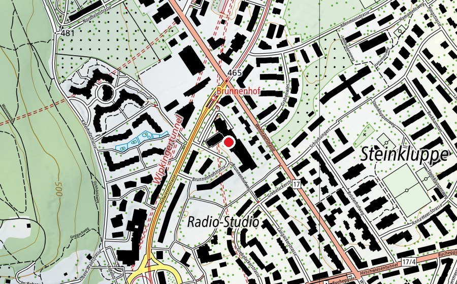 Karte mit dem Standort von Schulanlage Brunnenhof (Schule)
