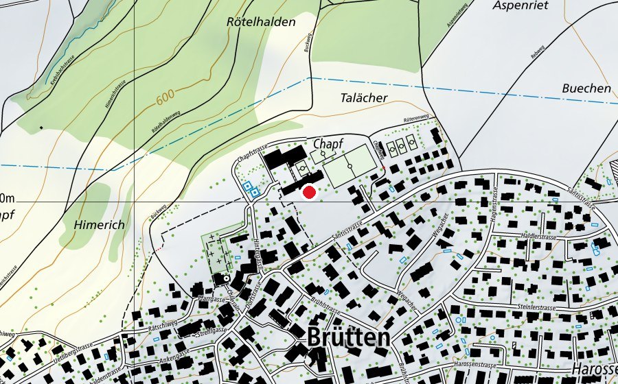 Map showing the location of Schulanlage Chapf (School)