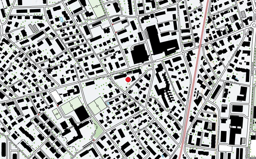Carte indiquant l’emplacement de Schulanlage Dürrenast (École)