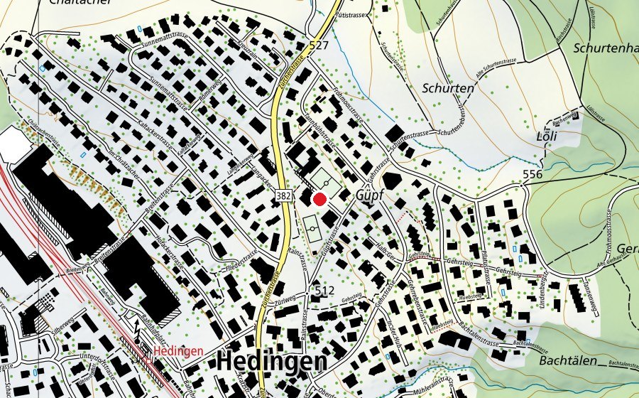 Carte indiquant l’emplacement de Schulanlage Güpf (École)
