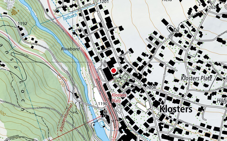 Karte mit dem Standort von Schulanlage Klosters Platz (Schule)