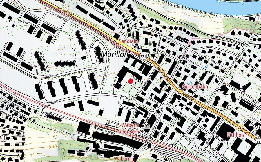 Carte indiquant l’emplacement de Schulanlage Morillon (École)