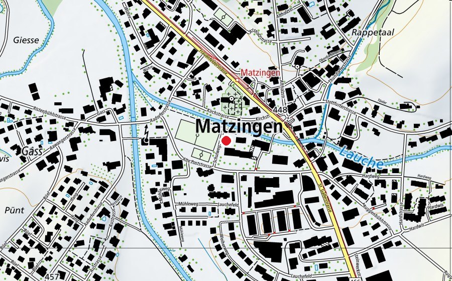 Map showing the location of Schulanlage Mühli (School)