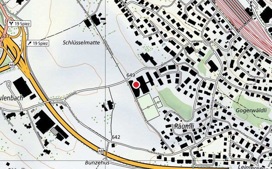Mappa con la posizione di Schulanlage Räumli (Scuola)