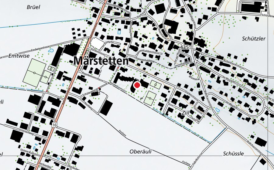 Map showing the location of Schulanlage Regelwiesen (School)