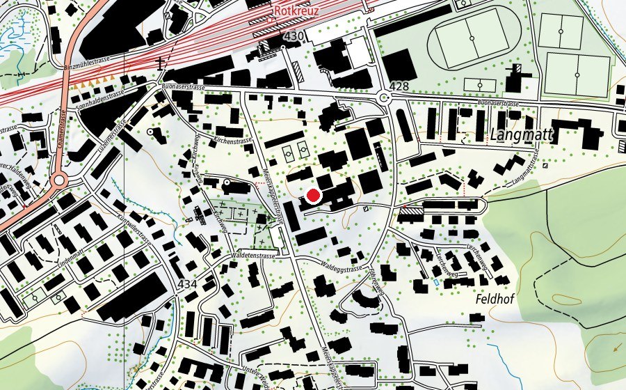 Mappa con la posizione di Schulanlage Rotkreuz (Scuola)