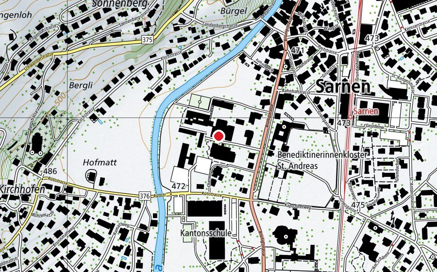 Karte mit dem Standort von Schulanlage Sarnen Dorf (Schule)