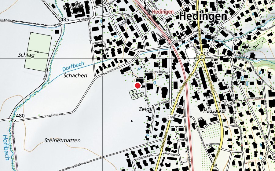 Karte mit dem Standort von Schulanlage Schachen (Schule)
