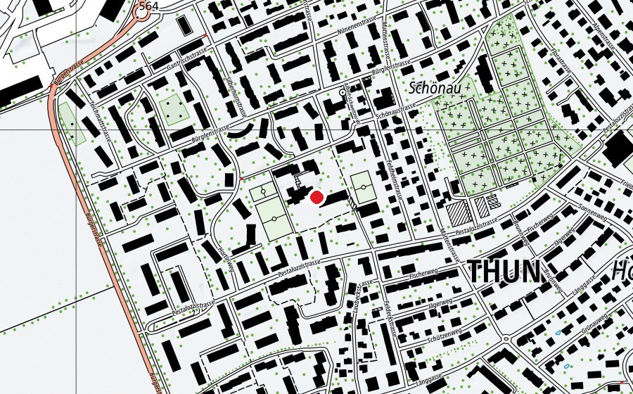 Karte mit dem Standort von Schulanlage Schönau 1, 2 und 3 (Schule)