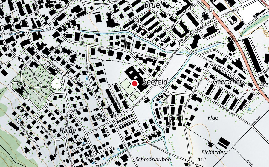 Karte mit dem Standort von Schulanlage Seefeld (Schule)
