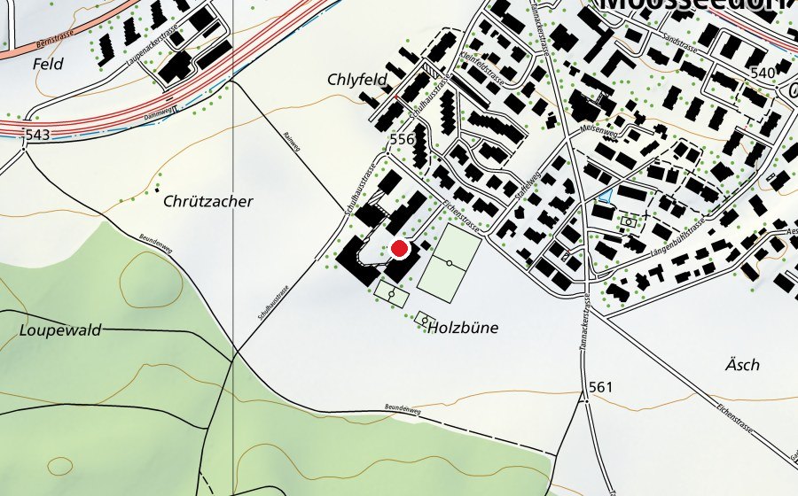 Map showing the location of Schulanlage Staffel (School)