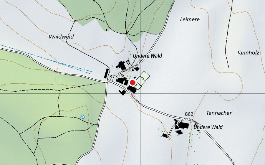 Carte indiquant l’emplacement de Schulanlage Wald (École)