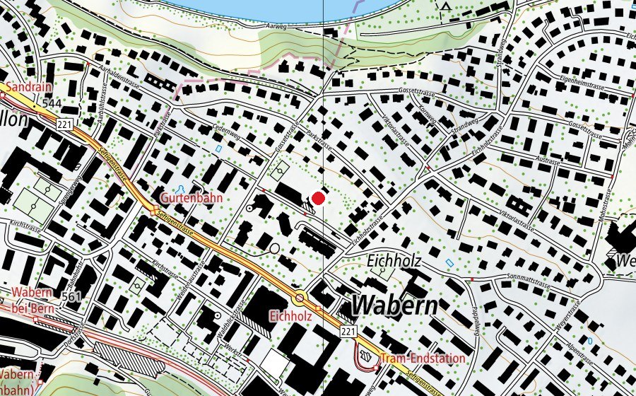 Map showing the location of Schulanlage Wandermatte (School)