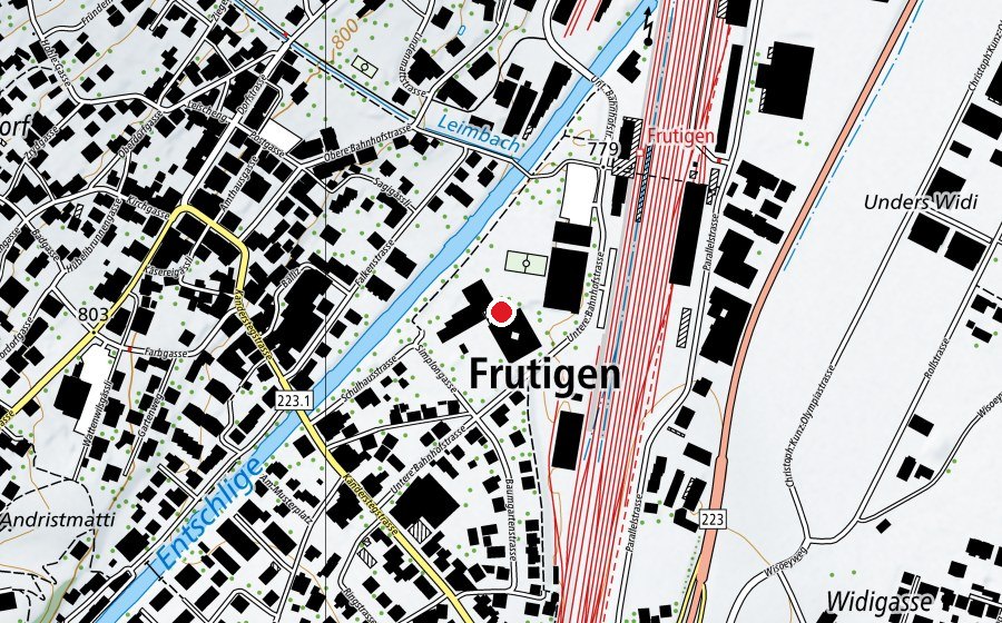 Map showing the location of Schulanlage Widi (School)