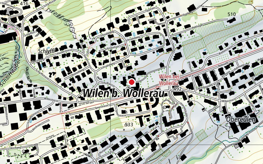 Map showing the location of Schulanlage Wilen (School)