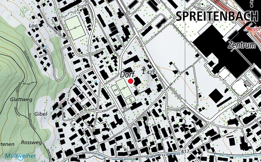 Mappa con la posizione di Schulanlage Zentrum (Scuola)