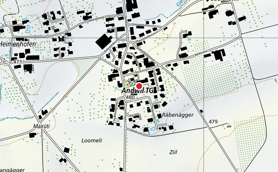 Map showing the location of Schulareal Andwil (School)