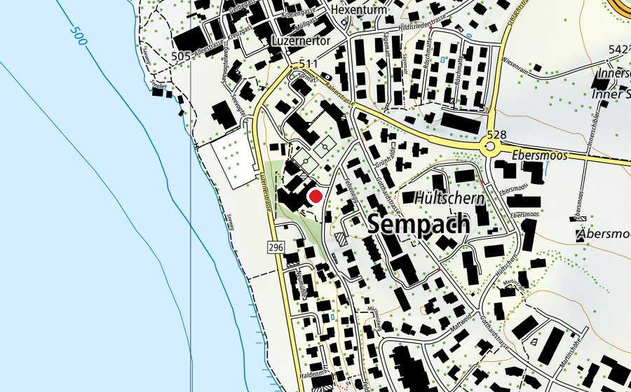 Carte indiquant l’emplacement de Schulareal Sempach (École)
