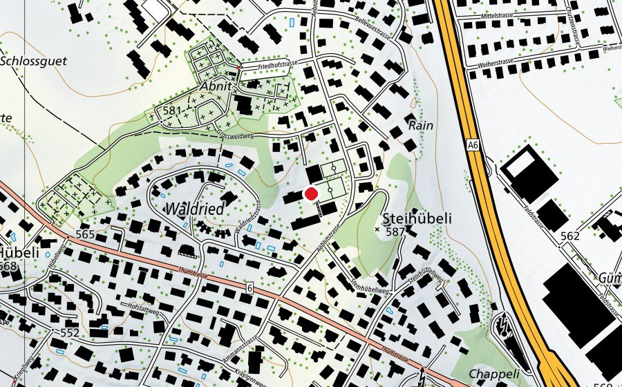 Carte indiquant l’emplacement de Schule Aebnit Muri b. Bern (École)