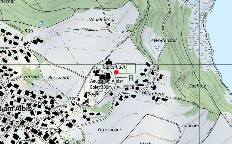 Map showing the location of Schule Aeugst (School)