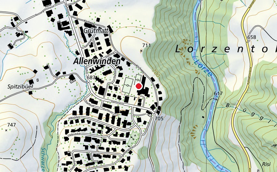 Carte indiquant l’emplacement de Schule Allenwinden (École)