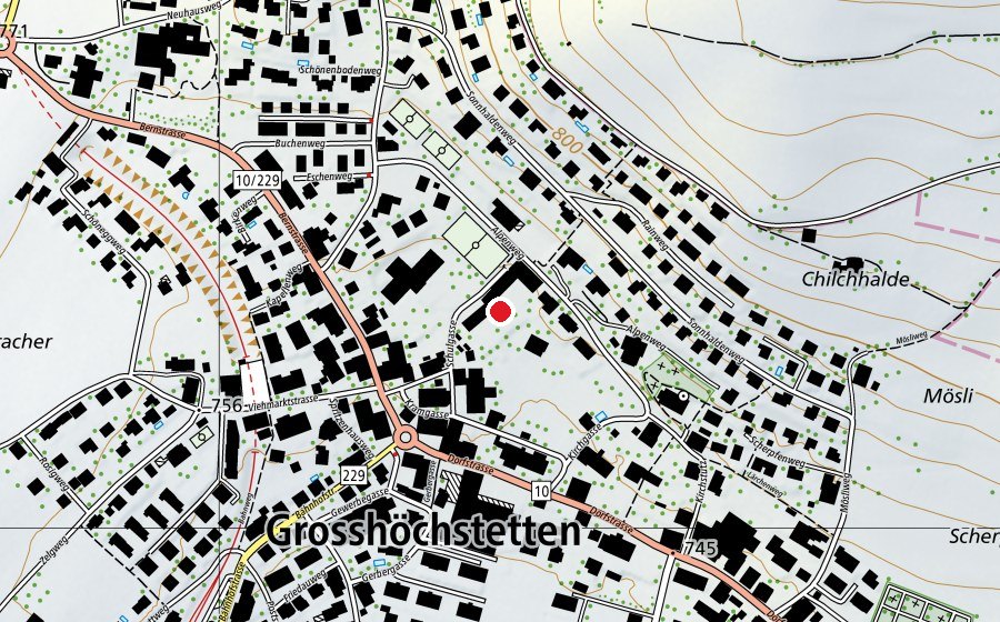 Map showing the location of Schule Alpenweg (School)